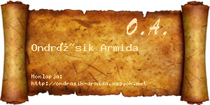 Ondrásik Armida névjegykártya